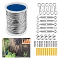 thumbnail image 3 of Kit tensor de alambre Warkul, resistente y confiable, de acero inoxidable, para colgar luces y velas de sombra de jardín., 3 of 8