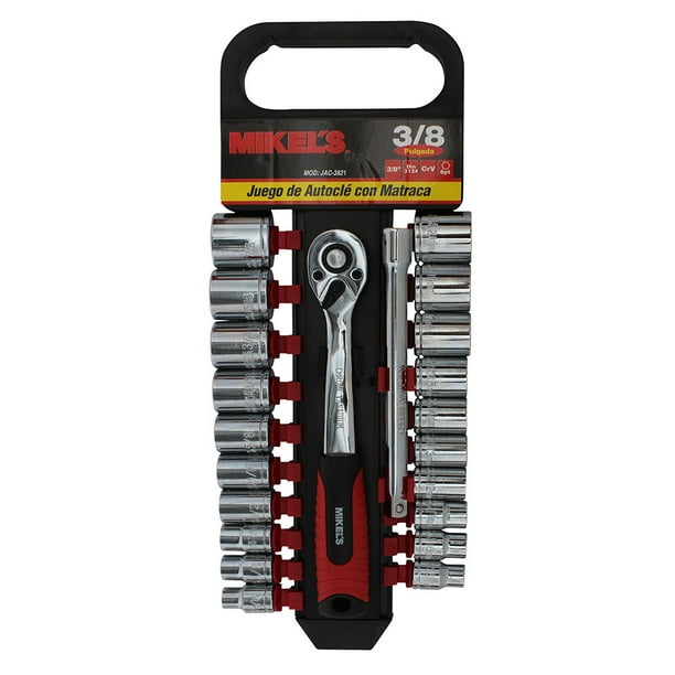 Juego de Dados y matraca de cromo Vanadio MIKEL'S 3/8 pulg JAC-3821