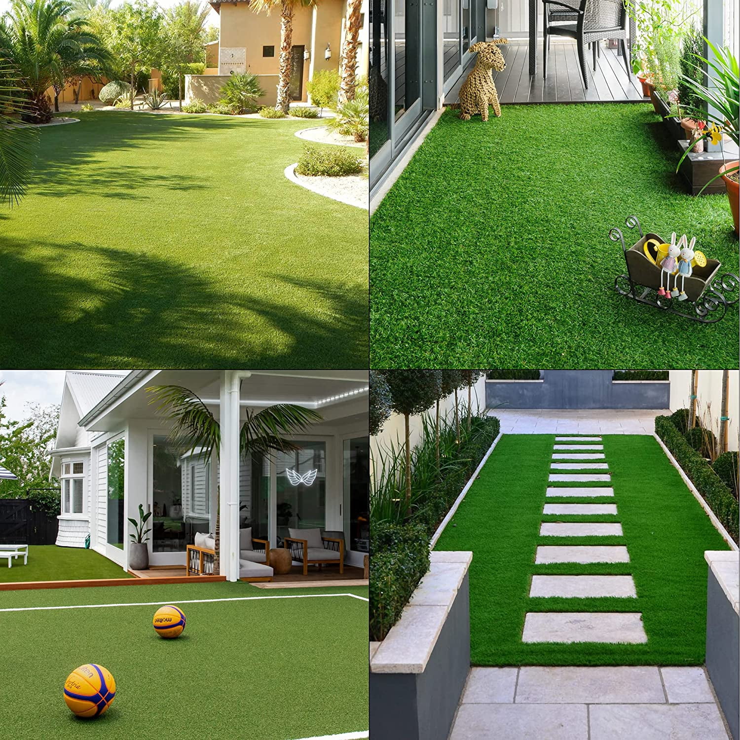 Dextrus 9-Pack Artificial Grass Tiles, Indoor Outdoor Turf Mat Squares Grass Rug with Drainage, 12'' x 12'' Synthetic Fake Grass for Dogs, Pets, Patio and Balcony