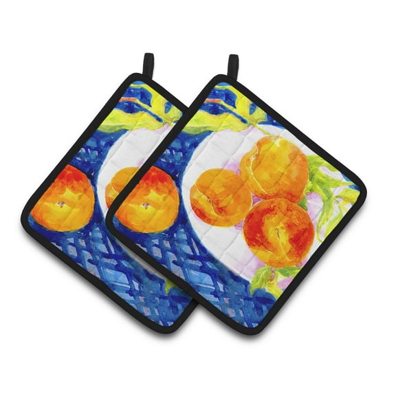 Bowl of Peaches Pair of Pot Holders