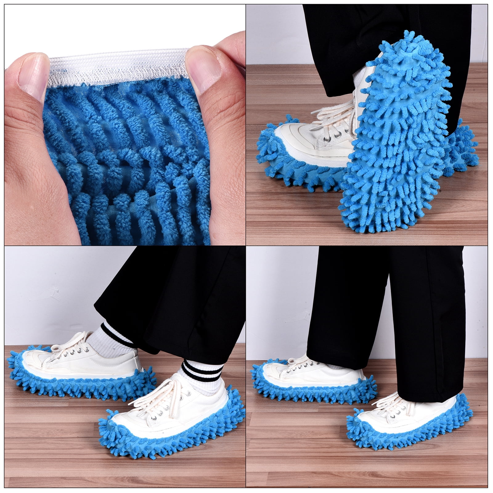 Unique Bargains Mop Slippers Microfiber Floor Cleaning Cover Chenille Duster 8Pcs Gray