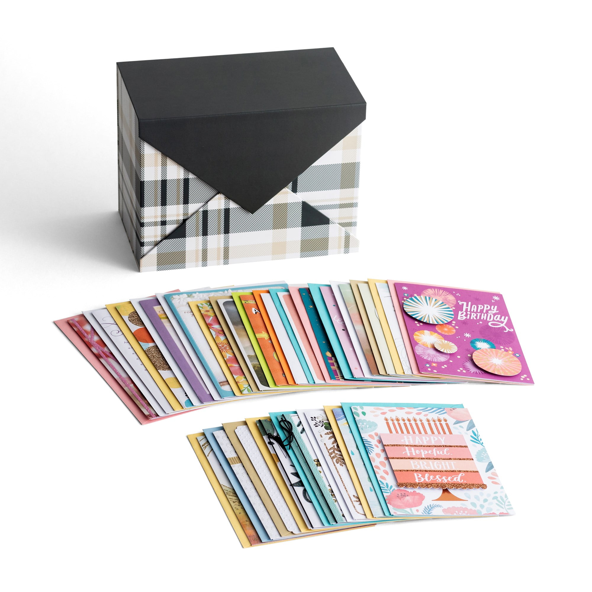 DaySpring, Greeting Card Organizer Box and 24 Assorted Cards, Plaid