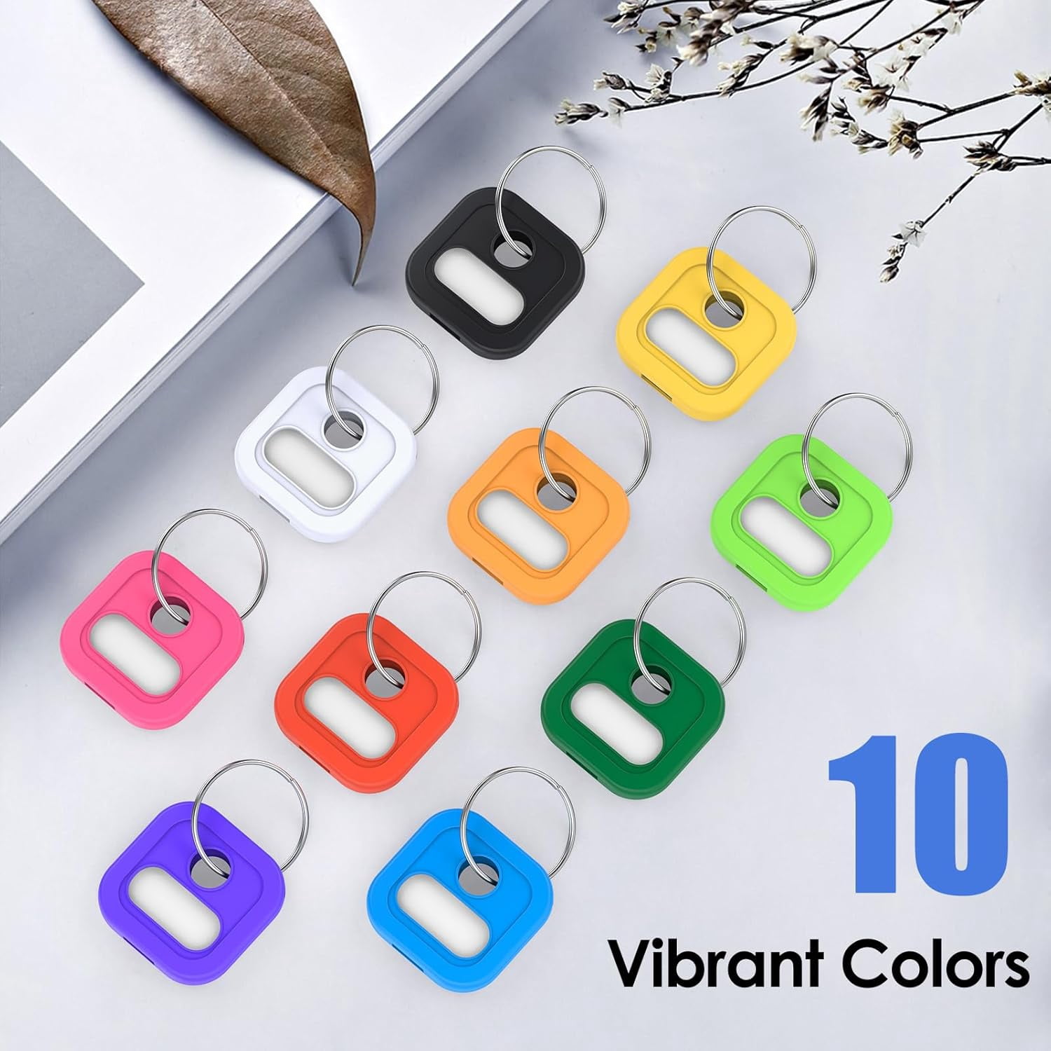40 Pack Silicone Key Covers Caps Tags - 1 Inch Square Key Identifiers Covers for 0.9-1.05 Inch Standard Keys, Durable Key Labels，Colorful Key Markers with Blank Paper Labels, 10 Colors