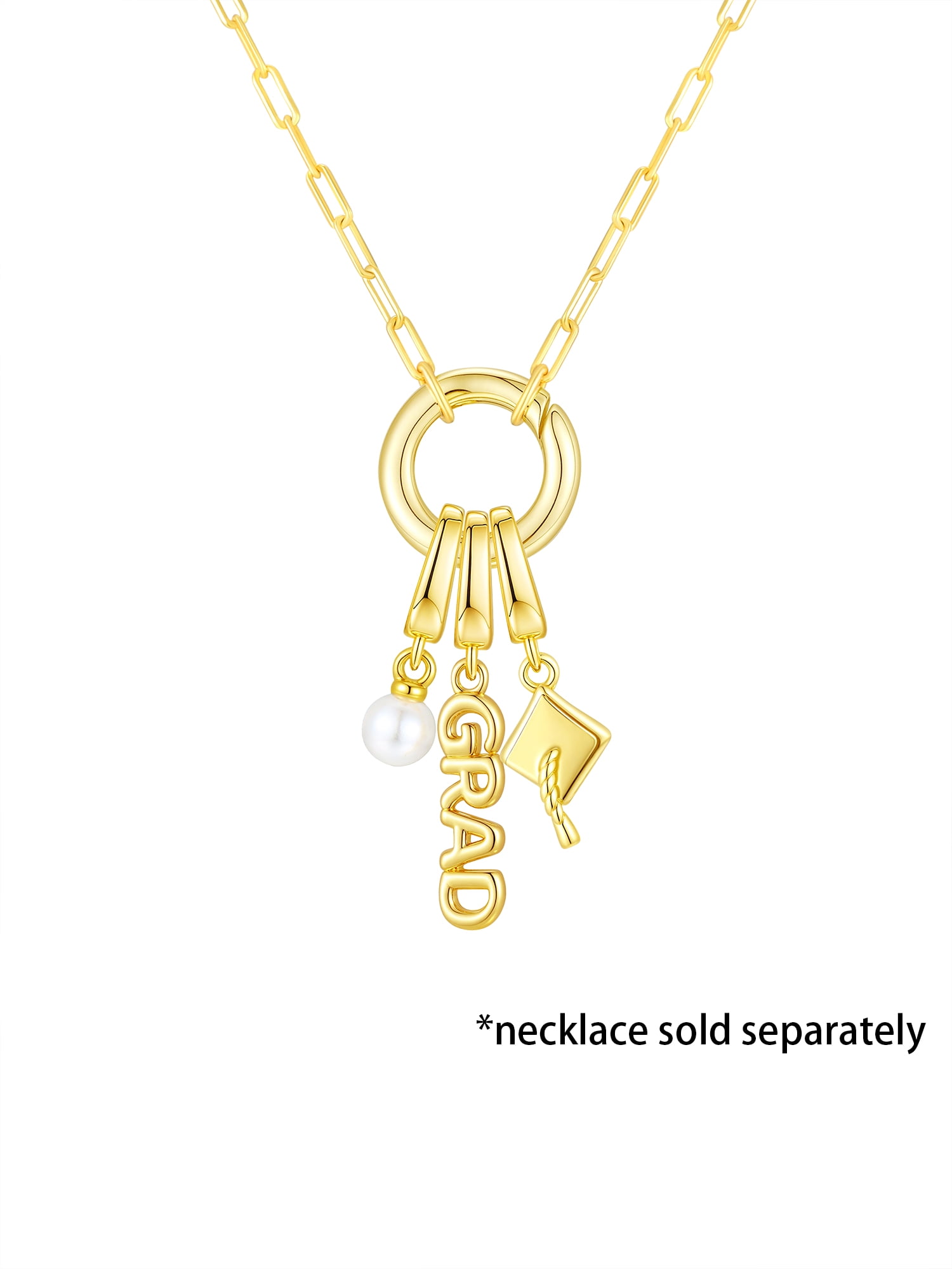 Brilliance Fine Jewelry Simulated Diamonds Graduate Charm Set in 14KT Gold Plated Sterling Silver