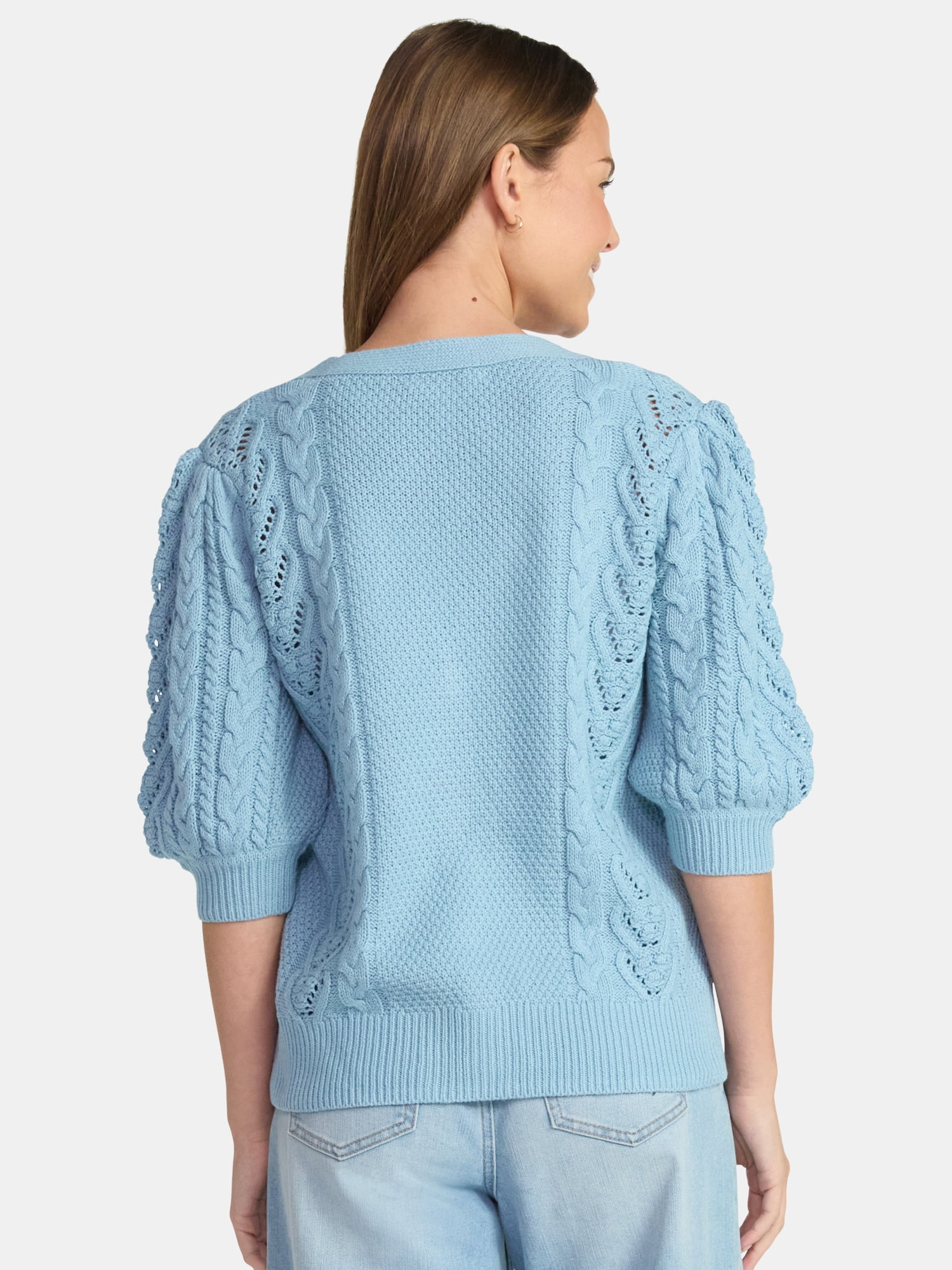 Time and Tru Women's Boyfriend Cardigan with Short Sleeves, Lightweight, Sizes XS-XXXL