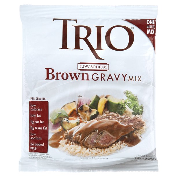 TRIO Low Sodium Brown Gravy Mix, Just Add Water Gravy Packet, 16 Oz