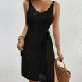 thumbnail image 4 of Beach Coverup for Women Swimsuit Cover ups Crochet Tank Dress Hollow Out Sleeveless Bikini Cover Ups with Belt (S, Black), 4 of 7