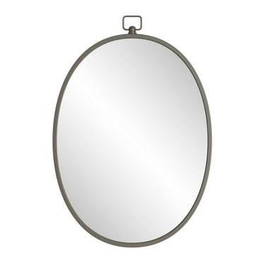Barnyard Designs 18x24 Oval Mirror Farmhouse Mirror Metal Framed Mirror for Wall, Wall-Mounted Mirrors, Bathroom Mirrors for Wall, Vanity Wall Mirrors Bedroom Wall Mirrors Decorative, Iron Metal Grey