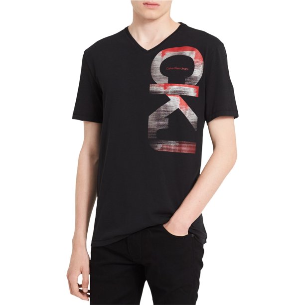 Camiseta gráfica Calvin Klein Vertical Ckj para Hombre Negra Grande