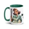 thumbnail image 3 of Mug with Color Inside Retro Housewife with whisk "Batter Up" (Dark Green, 15 oz), 3 of 3