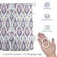 thumbnail image 4 of Blue Purple Flower Shower Curtain for Bathroom, Vintage Boho Floral Texture Waterproof Cloth Fabric Bathroom Accessories Set with 12 Rust Proof Plastic Hooks, 72"x84", 4 of 9