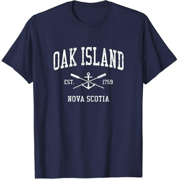 Simple Fit Oak Island Vintage Crossed Oars & Boat Anchor Sports T-Shirt All Size S-5XL