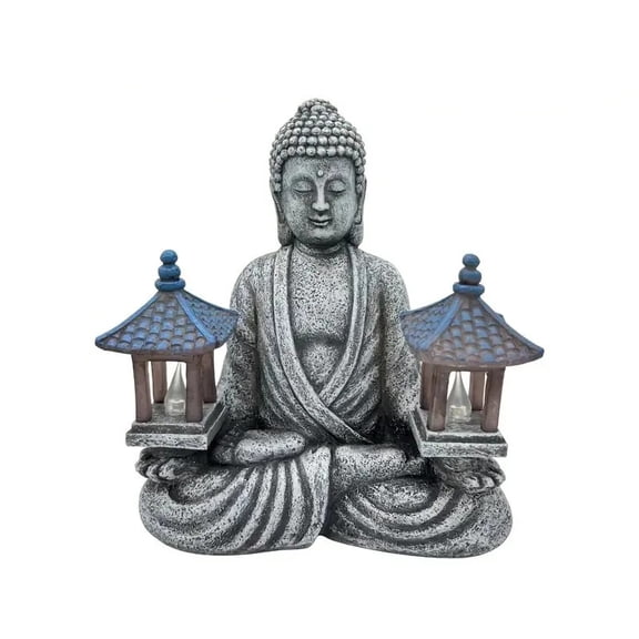 1pc Pagoda Buddha Statues with LED Lights, Solar-Power Buddha Sculpture Decor for Home Garden, Yard, Patio, Yoga.