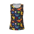 thumbnail image 3 of Picia Dinosaurs in Space Pattern Women's Workout Tank Top,Breathable Activewear,Slim Fit Athletic Top,Versatile Workout Moisture-wicking top-Medium, 3 of 9