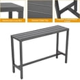 thumbnail image 2 of 7-Piece Outdoor Patio Bar Set, Bar Height Patio Dining Set, Weather-Resistant Bistro Counter Pub Set with Cushions & Slatted Tabletop for Backyard (Gray, 63" Table and 6 "X stools), 2 of 6