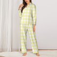 thumbnail image 2 of Bingfone Lemon Yellow Checkboard Print Womens Pajama Sets,Long Sleeve Loungewear Pajamas Set-X-Large, 2 of 7