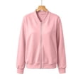 thumbnail image 6 of Edvintorg Women's Sweatshirt Crew Neck Long Sleeve Casual Loose Zip Up Tops with Pockets Womens Clothing Pink L, 6 of 7