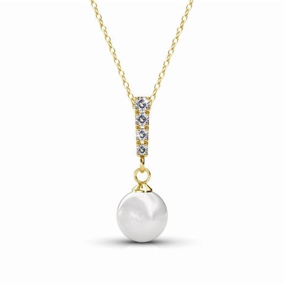 Cate & Chloe Gabrielle Collier de Perles Coquillage Plaqué Or Jaune 18k avec Cristaux Swarovski pour Femmes