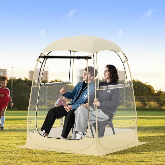 FASCK All Weather Sports Tent for 1-2 People, Pop Up Instant Tent with Waterproof Tarp Floor, Top Cover, Outdoor Clear Bubble Tent for Sports Events Fishing Camping Cheering