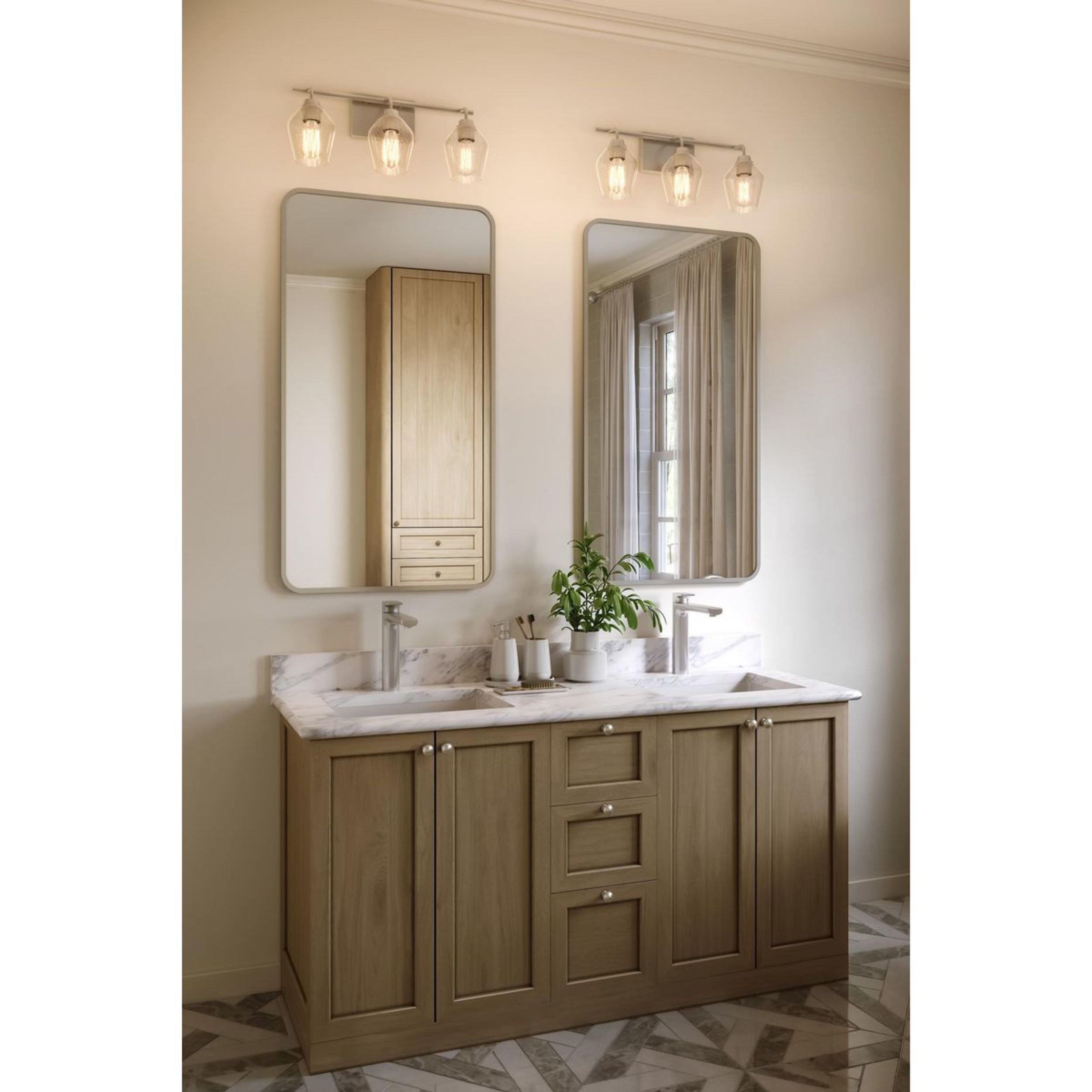 Avec Adalyn Collection 3-Light Brushed Nickel Dimmable Vanity Light with Clear Glass Shades