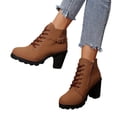 thumbnail image 4 of OKBOP Women's Chunky Ankle Boots Faux Suede Combat Lace-Up Ankle-High Winter, 4 of 5