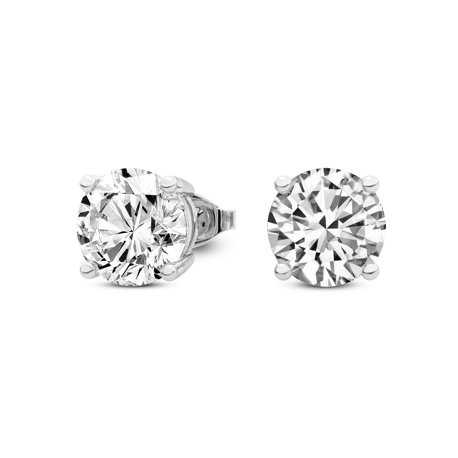 Lab Grown Diamond Stud Earrings 1 Carat– IGI Certified Round Cut, FG-VS Quality, 10K White Gold Stud Earrings for Women