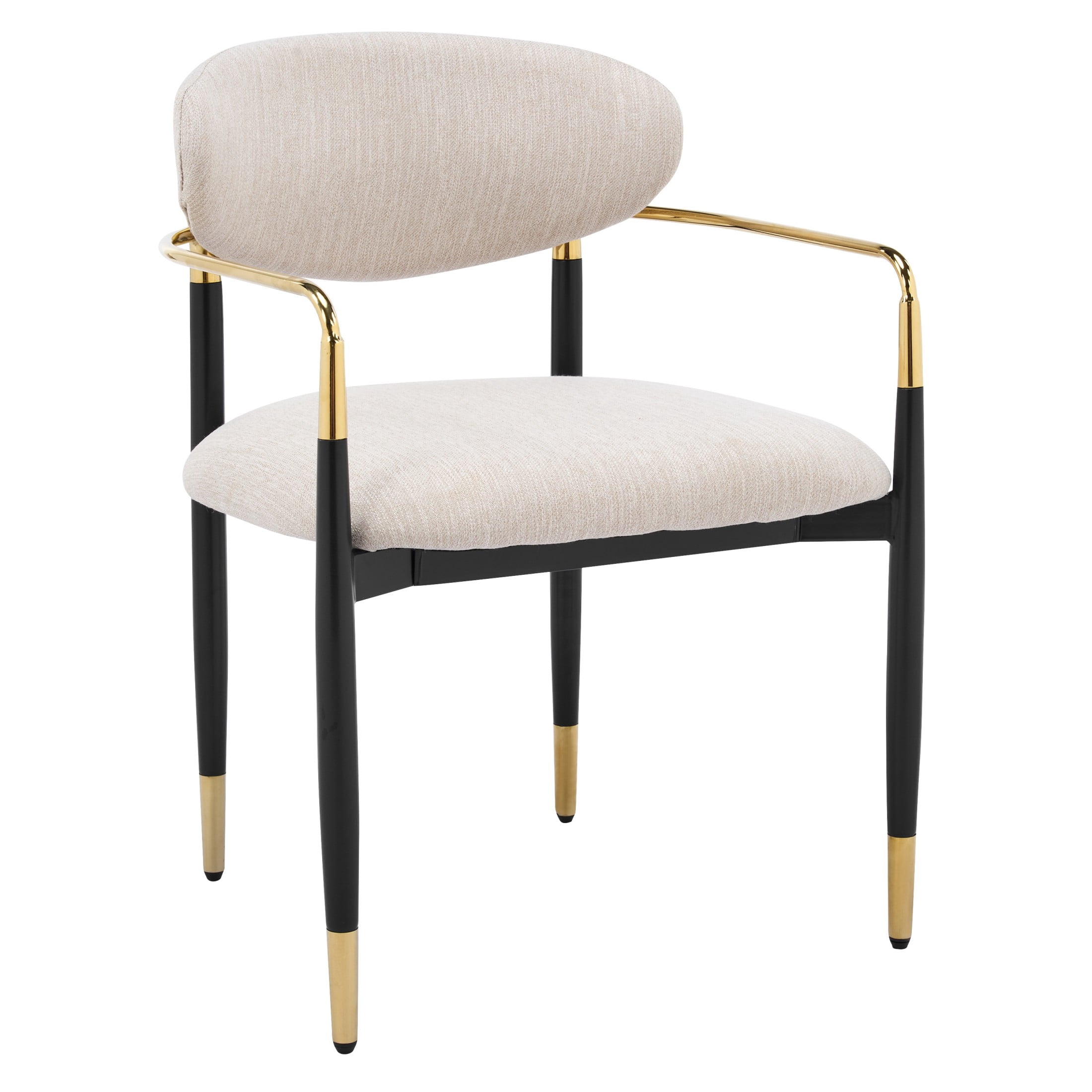 Christopher Knight Home Modern Upholstered Dining Chairs with Iron Frame, Black+Gold+Beige, Set of 6