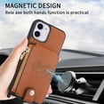 thumbnail image 6 of Feishell Crossbody Phone Case for Apple iPhone 11,Heart Pattern PU Leather Zipper Pocket & Card Slots Shockproof Kickstand Phone Case with Adjustable Shoulder Strap,Brown, 6 of 12