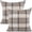 Brown, variant on Retro Farmhouse Outdoor Buffalo Tartan Chequer Plaid Cotton Linen Decorative Throw Pillow Case Cushion Cover Pillowcase for Sofa 18 x 18 Inch, Set of 2, Khaki/Stripe