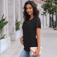 thumbnail image 5 of Women's Short Sleeve Shirts Dressy Lace Summer Tops 2026 Spring Trendy Casual T-Shirts Cute Work Outfits Blouses Black M, 5 of 5