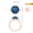 thumbnail image 4 of ANGARA Natural Round 8.3 ct London Blue Topaz Cocktail Ring with Diamond Halo in 14K Rose Gold for Women (Size-12mm) | November Birthstone Jewelry for Women | London Blue Topaz Ring (Ring Size - 4), 4 of 9