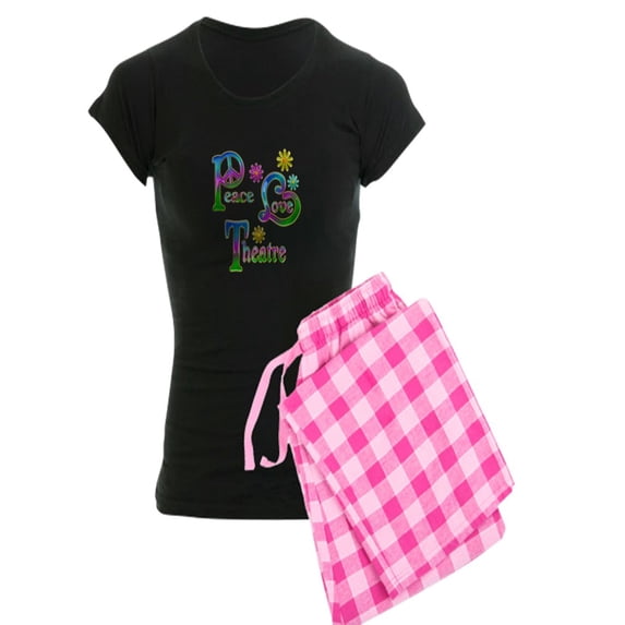 CafePress - Peace Love Theatre - Women's Dark Pajamas