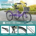 thumbnail image 4 of MOONCOOL Adult Tricycles 7 Speed, 16/20/24/26 inch 3 Wheel Bikes, Three-Wheeled Bicycles Cruise Trike with Shopping Basket for Seniors, Women, Men, Teenager, Kids, 4 of 9