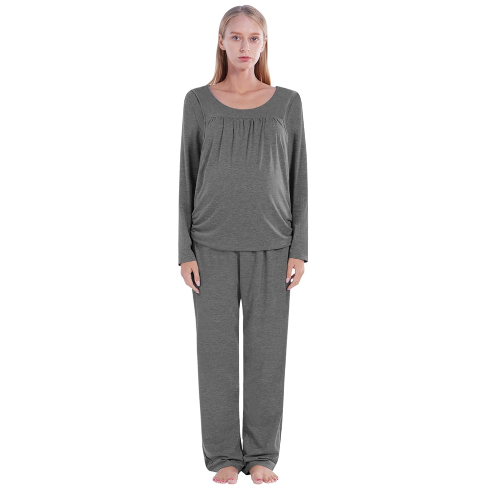 Long Sleeve Nursing Pajamas for Women Breastfeeding Maternity Nursing