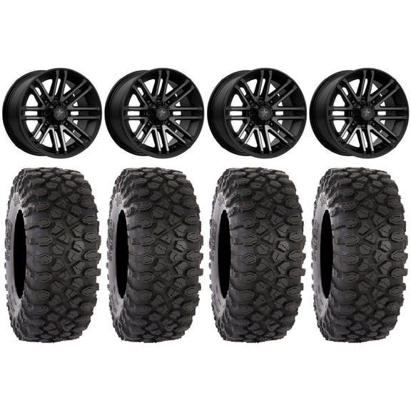 MSA Black Rogue 15" UTV Wheels 33" XC450 Tires Kawasaki Mule Pro FXT