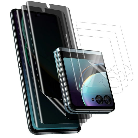 Allytechgroup [3 Pack] Privacy Anti-Spy Screen Protector   Front HD Screen Protector for Razr  2024, Self-Healing Touch Sensitive Premium Flexible EPU Back Film  For Motorola Razr  2024
