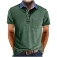 thumbnail image 2 of pstuiky Mangas cortas para hombre, Camisa tipo blusa de manga corta con cuello vuelto y botones de color para hombre camisetas de hombre m, 2 of 7