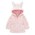 thumbnail image 1 of Girls Winter Coat Hooded Jacket with Rabbit Ears Windproof Thicken Warm Outwear for Baby Toddler Soft Zipper Closure, 1 of 7