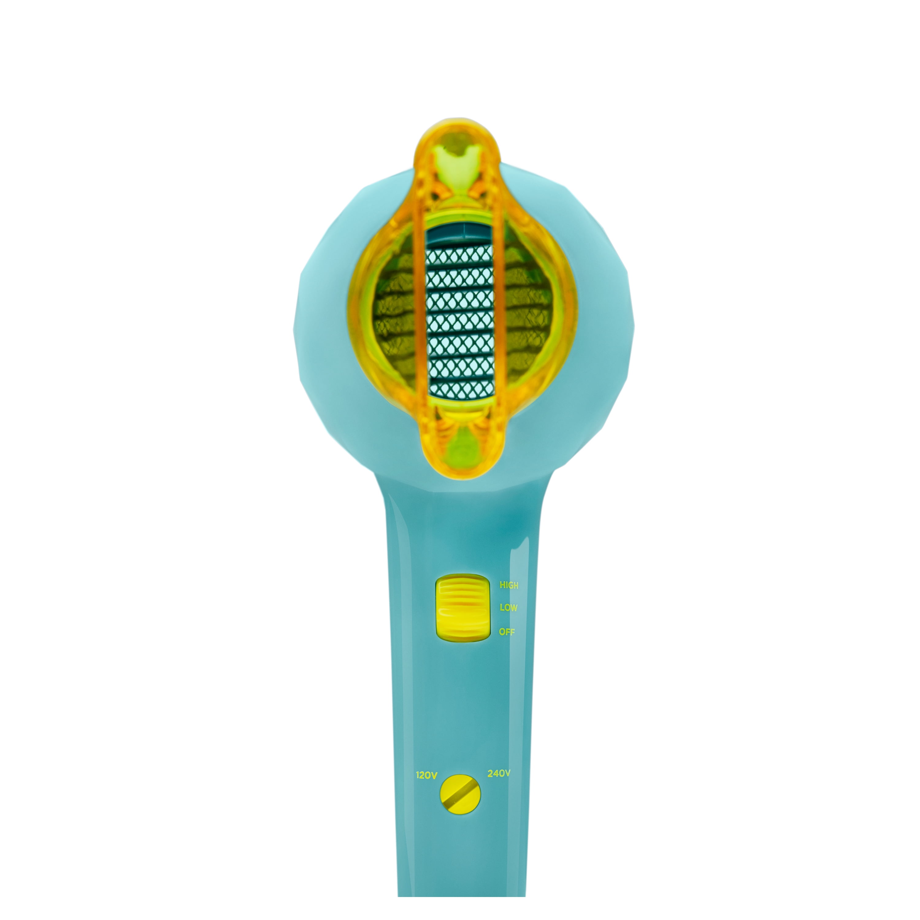 FLOWER Travel Size Mini Ceramic & Tourmaline Ionic Hair Dryer with Concentrator, 1000 Watts, Blue