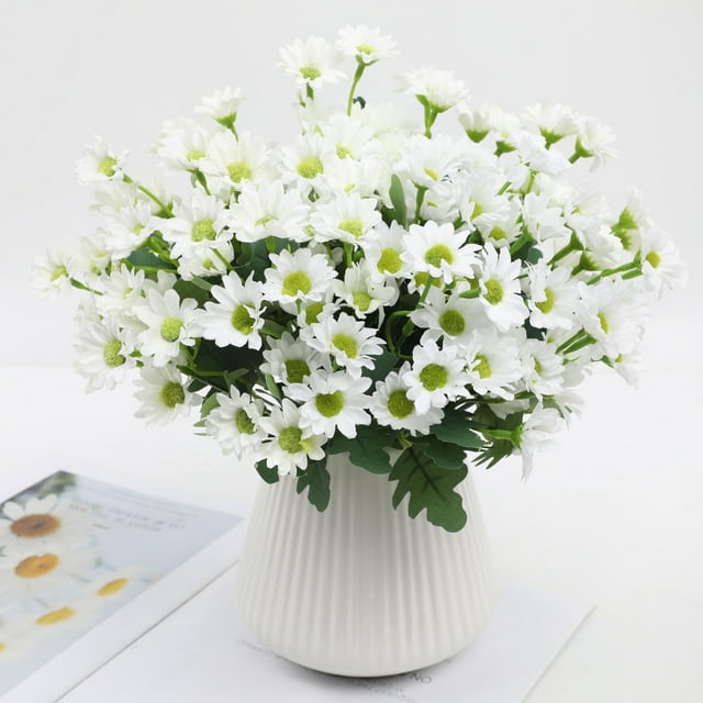 Flores artificiales rojas, blancas, amarillas, rosas y naranjas | Flores artificiales de plástico para decoración del hogar | Ramo decorativo de 31 cm para uso en interiores y exteriores