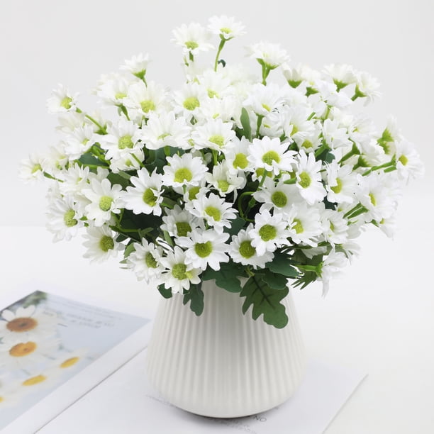 Flores artificiales rojas, blancas, amarillas, rosas y naranjas | Flores artificiales de plástico para decoración del hogar | Ramo decorativo de 31 cm para uso en interiores y exteriores