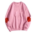 thumbnail image 3 of APEXFWDT Women's Heart Print Crew Neck Sweatshirt Fleece-Lined Long Sleeve Pullover Cute Casual Sweatshirt,XL,Pink, 3 of 5