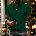 thumbnail image 7 of Hearthz Men Polo Shirts 3 Button Placket Lapel Collar Short Sleeve Shirt for Men Business Casual Golf Polos for Men Work Shirt Dark Green M, 7 of 7