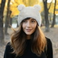 thumbnail image 4 of Wrapables Faux Fur Fluffy Bear Ears Winter Beanie Hat, White, 4 of 7