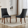 thumbnail image 2 of Tcbosik 2 Pack Upholstered Chairs, Mid Century Modern Dining Chair with Wood Legs, Armless Chair for Living Room, Kitchen, Black & Brown, 2 of 11