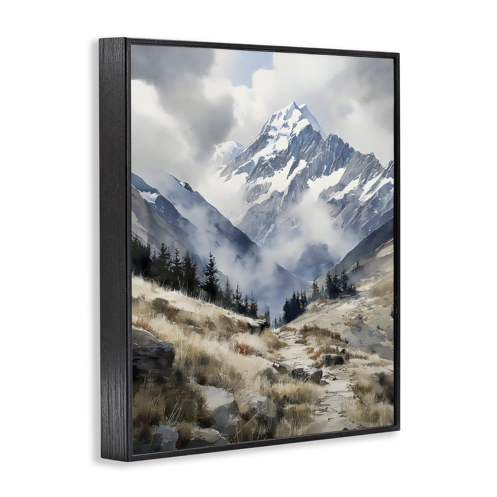 Stupell Industries Snow Caps Mountain Peaks Black Framed Giclee Art, design by Franklyn Gregory
