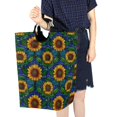 thumbnail image 4 of Yayeee Freestanding Laundry Hamper with Handle Collapsible Large Storage Basket for Clothes, Blue Art Sunflowers, 4 of 7