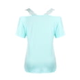 thumbnail image 4 of Women's Summer Off Shoulder Shirt Short Sleeve Lace Top Fashion V-Neck Strapless Blouse, 4 of 7