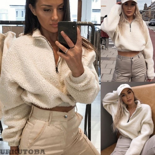 Fashion Women Ladies CROP TOP Hoodie 