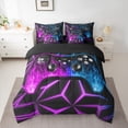 thumbnail image 3 of Erosebridal Gaming Bedding Twin Size 7-Piece , Abstract Lines Bed Set, Black Purple Blue, Reversible, 3 of 5